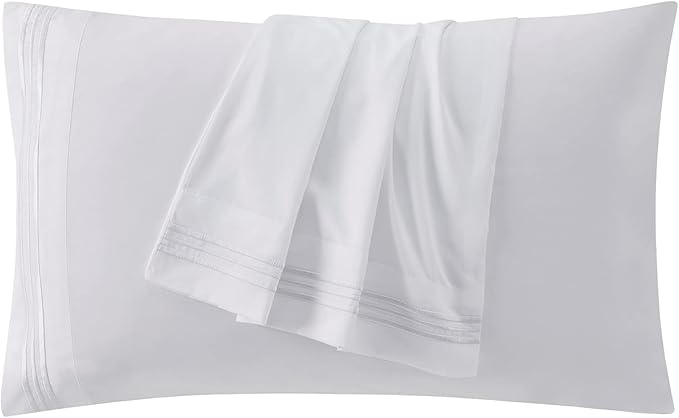 Clara Clark Bed Sheets, Premier 1800 Series 4 Piece Bed Sheet Set, Deep Pocket, Wrinkle, Fade, Stain Resistant, Luxury Soft Bedding Sheets & Pillowcases, King, White