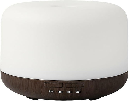 Air Humidifier & Aroma Diffuser with LED Lights Home Fragrance Room Decor Essential Oil Diffuser Humidifiers for Bedroom Car Air Freshener(White/Dark Wood)