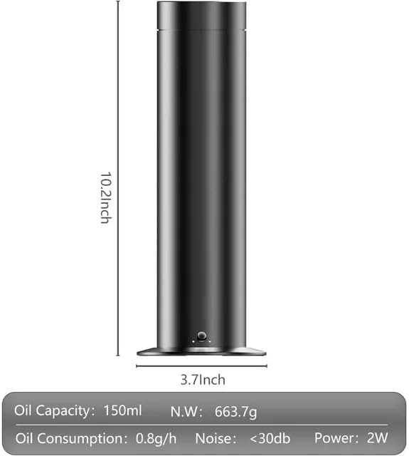 Magic Mist Essential Oil Diffuser 150ml – Waterless Aromatherapy Diffuser, Silent Operation, Adjustable Mist Levels, Anti-Backflow Design, Home & Office Fragrance Diffuser (Black)