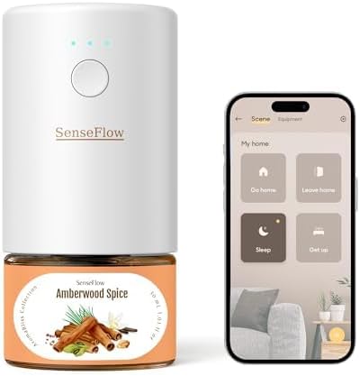 Essential Oil Refill 1.02oz/30ml - Free SF101 Waterless Aromatherapy Diffuser, Covers 1000 Sq Ft, 120-Day Natural Scent,Amberwood Spice