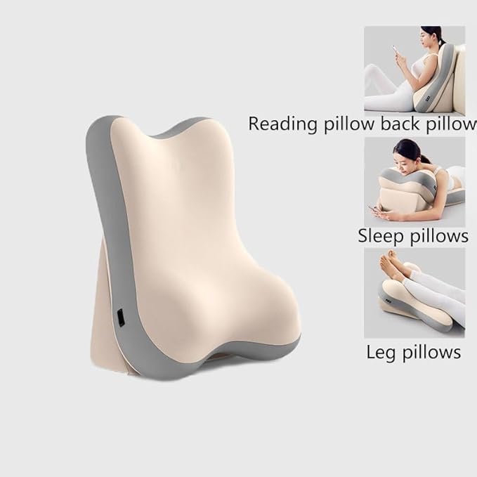 Ergonomic Pillow for Back Pain Relief Adult 3 Zone Support Cushion with Memory Foam core, Removable Washable Bedspread, Reading Pillow, Office Chair for Sciatica and Coccyx Comfort (Blue)