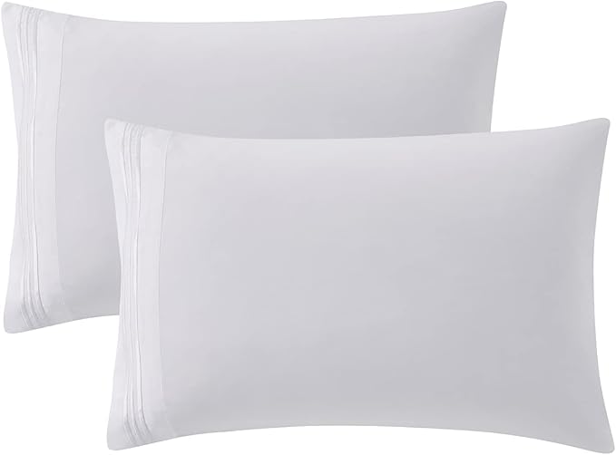 Clara Clark Bed Sheets, Premier 1800 Series 4 Piece Bed Sheet Set, Deep Pocket, Wrinkle, Fade, Stain Resistant, Luxury Soft Bedding Sheets & Pillowcases, King, White