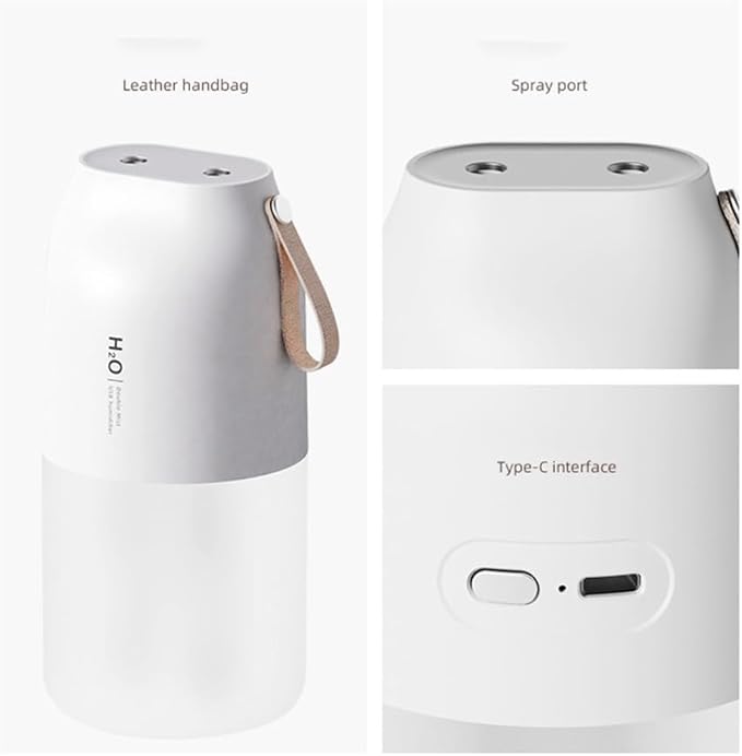 Wireless Air Humidifier Diffuser Rechargeable Double Nozzle Essential Oil Diffuser Mist Maker Humidifier Easy to Use White
