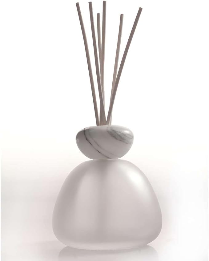 Millefioir Marble Frosted Glass Diffuser White with White Cap, 400 ml, 90MGSWH