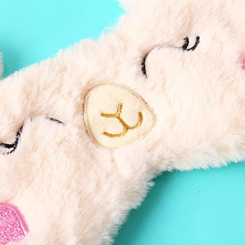 Shinywear Cute Rabbit Sleeping Eye Mask Plush Blindfold Travel Sleep Masks Super Soft Funny Eye Cover for Kids Girls and Adult (Bling Love Heart Face Alpaca)