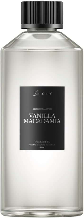 Scentiment Diffuser Oil – Vanilla Macadamia | Toasted Nut, Creamy Vanilla & Coconut Fragrance | Warm, Sweet Luxury Aromatherapy Scent for Home Diffusers – 16.91 fl oz (500 mL)