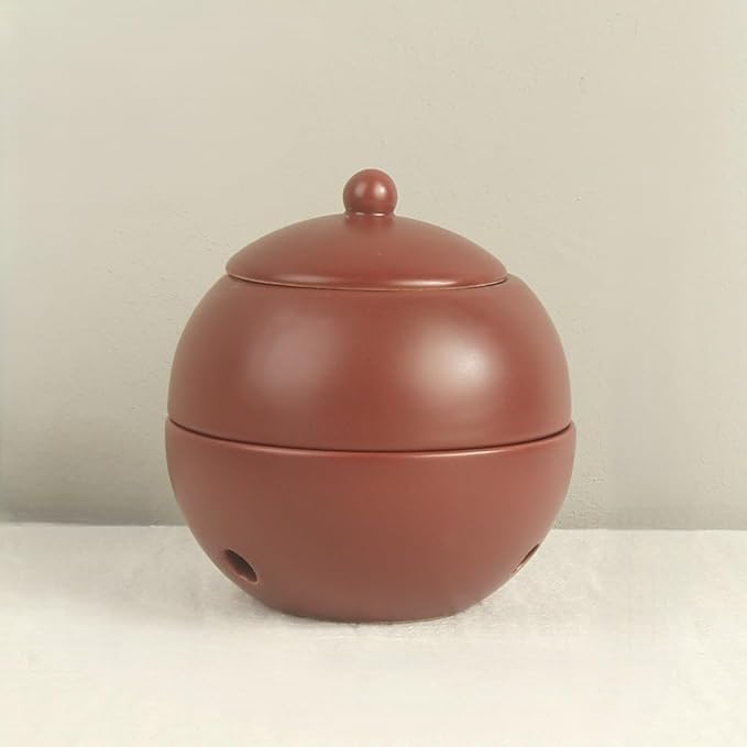 Modern Ceramic Essential Oil Diffuser, Spherical Design, 30ml Capacity, 10cm Height, Multiple Colors Available, 400g Weight (Wine red)