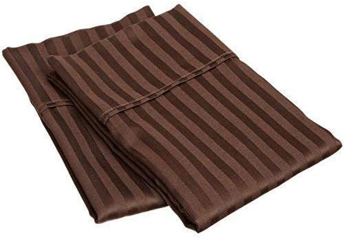 European Square Pillow Shams -Hotel Quality European 24" x 24" Euro Pillow Shams Set of 2,100% Cotton Cushion Cover Gorgeous Euro Size Decorative Pillow CoversChocolate Stripe