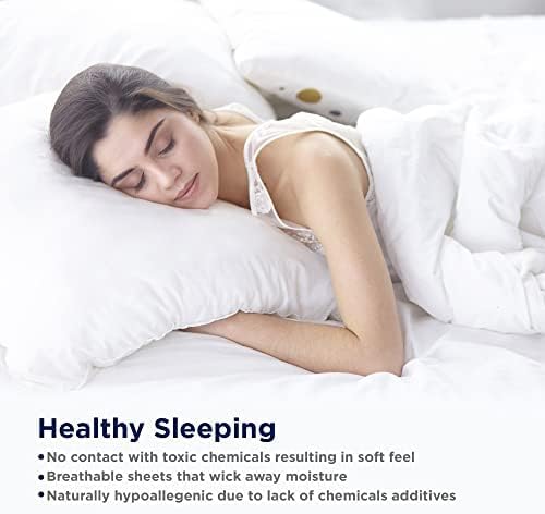 LANE LINEN 100% Organic Cotton Pillow Cases - King Size and Crisp Cool Percale Covers Sleeping Set of 2 Grey (White Dot)