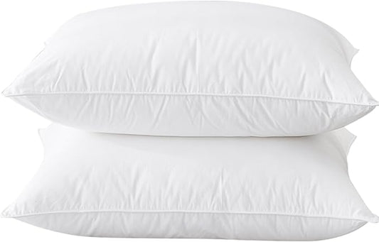 BHZ Goose Down Feather Pillows Queen Size Set of 2, Hotel Collection Bed Pillows for Sleeping Medium Firm Soft Support Pillow for Side and Back Sleepers