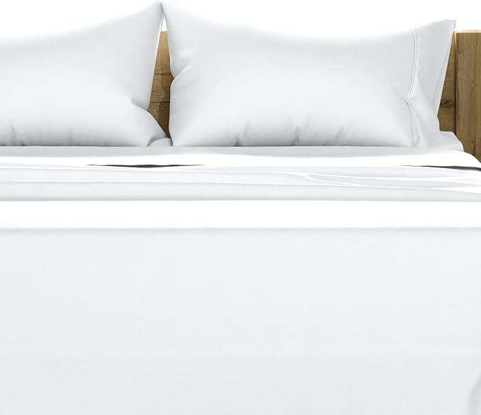 TEXAS LINEN CO. 100% Egyptian Cotton King Sheets Set - Luxury 1500 Series Couture Comfortin' Collection Egyptian Cotton Sheets King Size Bed Set (4 PC, White), 17" Deep Pocket, Hotel Bedding Set