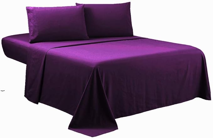 Sfoothome Purple Queen Sheets Set - Hotel Luxury 4-Piece Bed Set, Extra Deep Pocket, 1800 Series Bedding Set, Wrinkle & Fade Resistant, Sheet & Pillow Case Set (Queen, Purple)