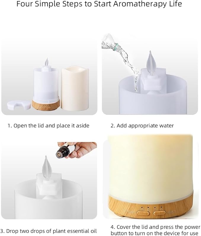 Essential Oil Diffuser,130ml Candle Shape Aromatherapy Diffuser for Home Decoration,Air Humidifier with 7 LED Color Night Light for Office Gifts