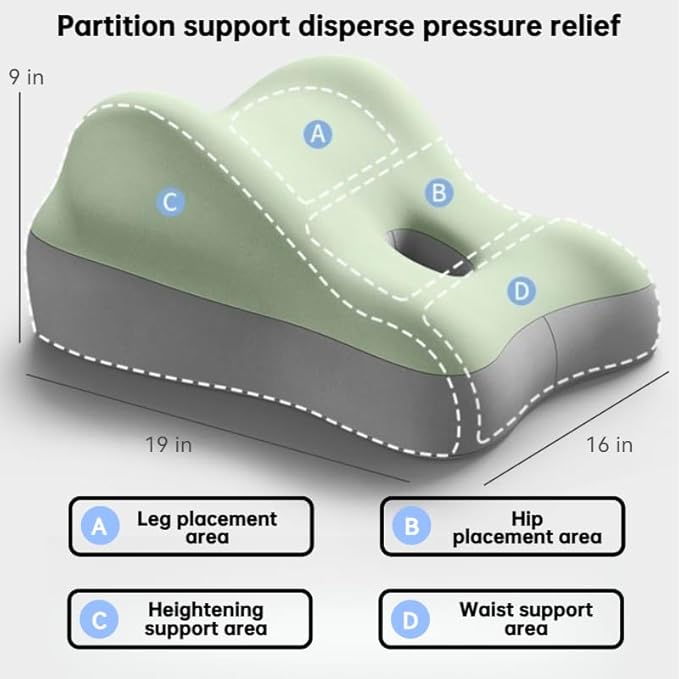 Butt Cushion for Couples Pregnant Women Enhanced Supporting Model Furniture Pillow Support Pillowcase Suitable for Home Use, Ideal for Sitting and Lying, Pillow Modern and Simple Style (Green)