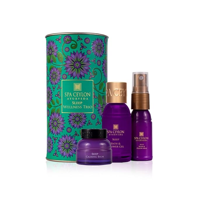 SPA CEYLON Sleep Wellness Trio Set, Restful Spa Essentials for Nourished Skin, Natural Ingredients, Ayurvedic, (Lavender)