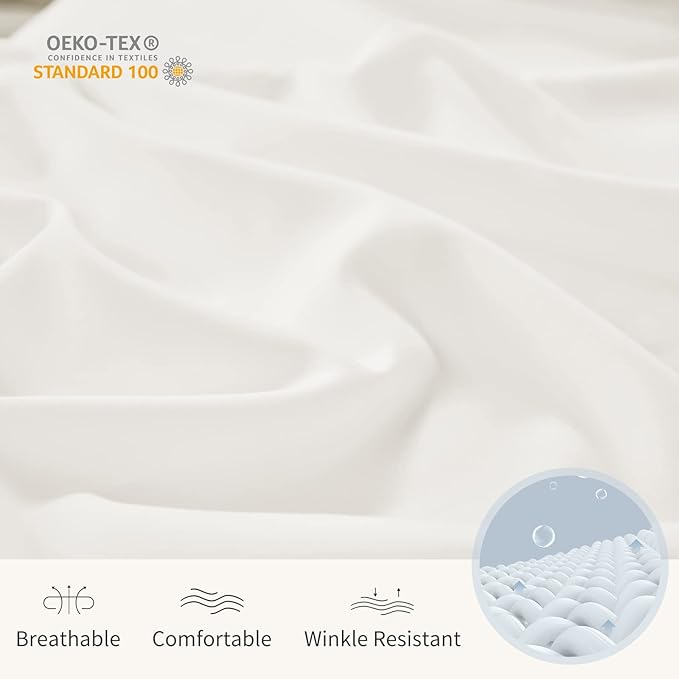 YIYEA Pillow Cases Standard Size Set of 4, Ultra Soft 1800TC Hotel Quality Double Brushed Microfiber Embroidered Pillowcases, Envelope Closure, Fade Resistant (20"x26", Ivory)