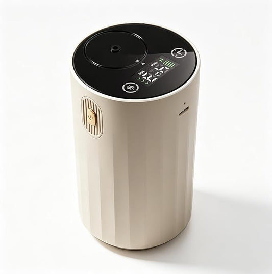 ASAKUKI Waterless Diffuser for Home & Car, 0.17–0.68 fl. oz. / 5–20 ml of Essential Oil, with Adjustable Mist Levels and Timer, Built-in 2000 mAh Battery, Ideal for Home, Car, Office and Travel(White)