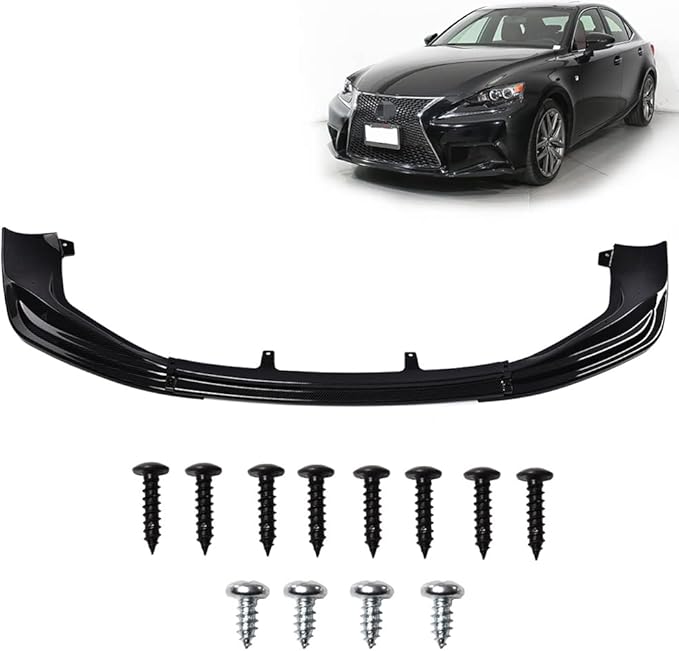 SCITOO Front Lip Spoiler Fits for 2014-2016 for Lexus IS250 IS350 F-Sport PP Glossy Carbon Look Front Bumper Lip