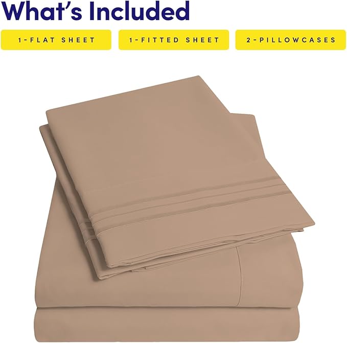 1500 Supreme Collection Extra Soft RV Short Queen Sheets Set, Taupe - Luxury Bed Sheets Set with Deep Pocket Wrinkle Free Hypoallergenic Bedding, Over 40 Colors, RV Short Queen Size, Taupe