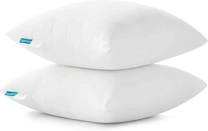 Oubonun 28 x 28 Throw Pillow Inserts - Soft, Plush & Decorative Down Alternative Pillows for Couch Sofa Bed, Machine Washable - White, Pack of 2