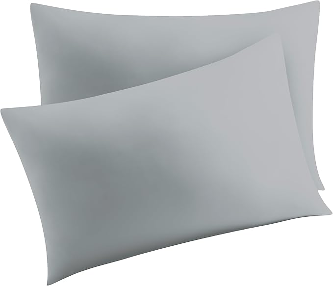Pillow Protector King Size 100% Egyptian Cotton Pillow Covers, 400 Thread Count Sateen Weave Cooling Pillow Cases with Zipper Hidden, Breathable Non Noisy Easy Care, Set of 2 (Gray)