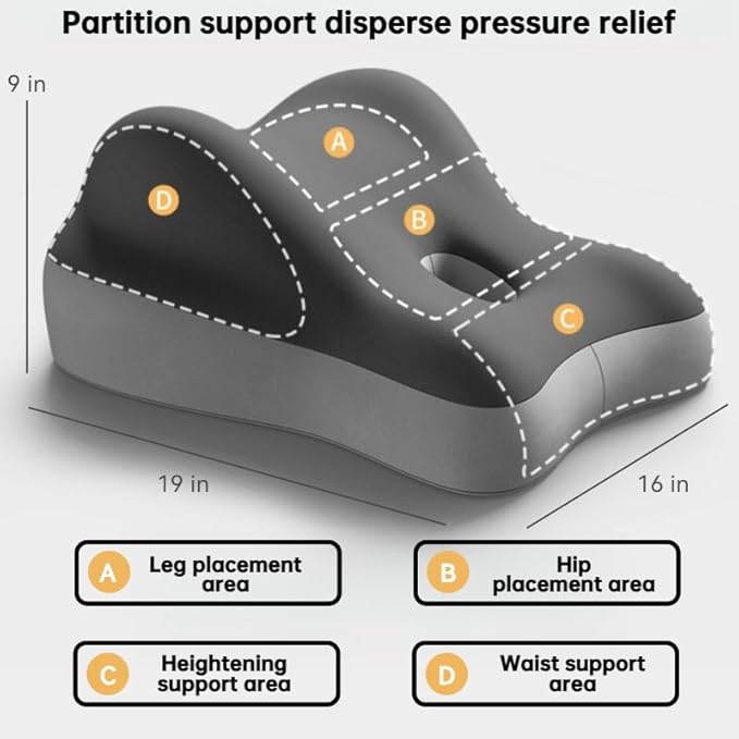 Butt Cushion for Couples Pregnant Women Enhanced Supporting Model Furniture Pillow Support Pillowcase Suitable for Home Use, Ideal for Sitting and Lying, Pillow Modern and Simple Style (Grey)