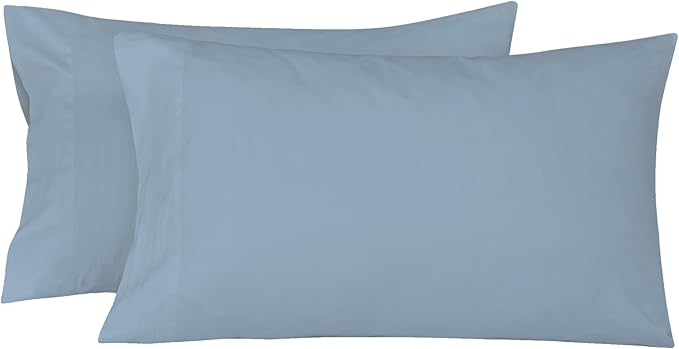 ROYALE LINENS 300 Thread Count Cotton Sateen Sheet Set - 4 Piece Full Bed Sheets - 1 Fitted, 1 Flat & 2 Pillow Cases - Soft Cool & Crisp Sheet Set (Full, Dusty Blue)