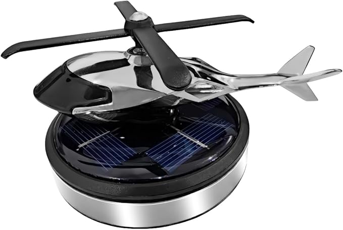 KITUREK Helicopter Car Air Fresheners with Solar Rotating, Creative Car Perfume Decoration, Car Airplane Fragrance Diffuser for Car, Home, Office (Silver)