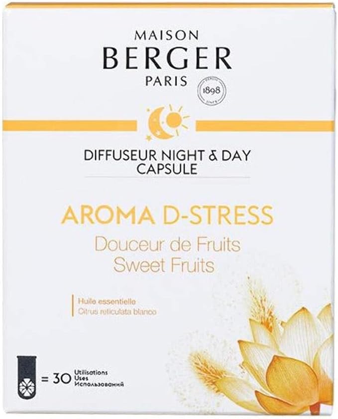 MAISON BERGER - Night & Day Fragrance Diffuser Capsule - Optimize Your Wake-up Experience - Scented Ready-to-use Capsule (Aroma D-Stress)