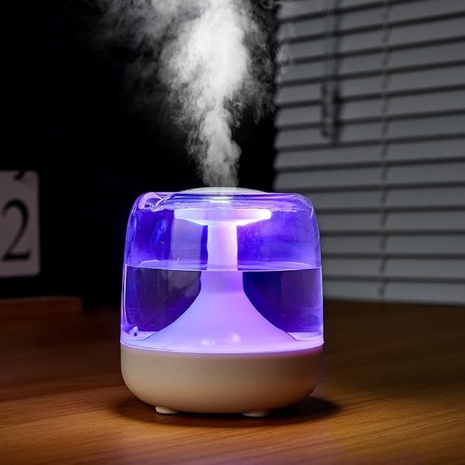 Minhe Quiet USB Humidifier for Bedroom & Office – 650ml Aromatherapy Diffuser with Colorful LED Light, Silent Mist, ABS, 2W Low Power Consumption, 8H Timer(white)