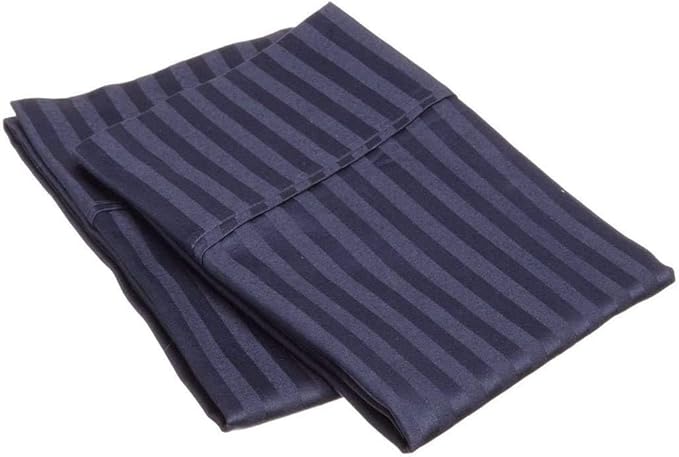 Mattress-Homes Hotel Quality Premium Pillowcases Queen Size Set of 4 Cotton Pillows for Sleeping, Smooth & Silky Cozy Breathable Bed Pillow Covers Machine Washable in Navy Blue Stripe