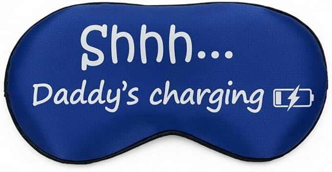 Shhh... Mommy Charging, Shhh... Daddy Charging Funny Sleep Mask Set for Dad, Mom, Parents & New Parents. Napping Gift for Father's Day, Mother's Day, Birthday, Christmas Stocking Stuffer.