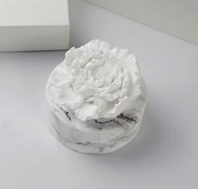 Zenstone White Ceramic Peony Aroma Diffuser – Elegant Home Décor Flower Design, Add Essential Oils for Natural Fragrance, No Flame or Electricity (White)