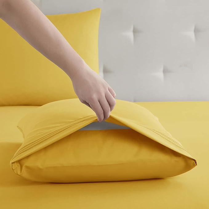 Clara Clark Twin XL Sheets, 5 Piece Set - Hotel Luxury Bed Sheets, Super Soft Bedding Set, Twin XL Size, Yellow