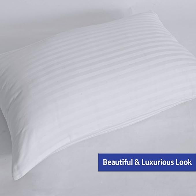 100% Cotton King Pillow Protectors with Zipper, White Pillow Cases King Size Set of 4 for Home & Hotel, Sateen Soft Cooling Hidden Zippered Pillow Case Protector for Hair & Skin, 20x36 in