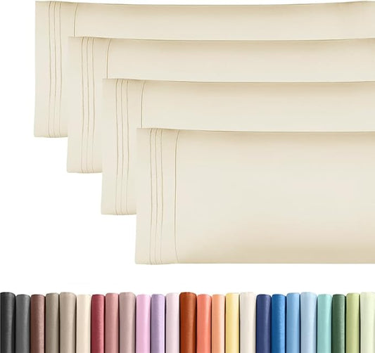 Body Pillowcases Set of 4-20x54 Long Body Pillow Case - Soft Body Pillow Cover for Sleeping & Side Sleepers - Comfy, Breathable & Fade Free - Machine Washable with Envelope Enclosure - (Off White)