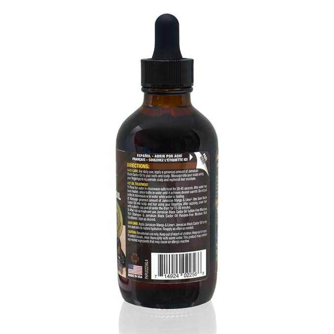 Jamaican Mango & Lime Black Castor Oil – Hair & Scalp Oil for Locs, Braids, Twists & Natural Hair – Strengthens, Moisturizes & Promotes Hair Growth (4oz (Pack of 1), Xtra Dark)
