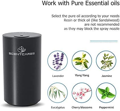 Sentiment Diffuser, Diffusers for Home, Scent Diffuser - Portable & Smart & Cordless Design, for 3 Cold Mist & Timer 1/2/3H (Black)