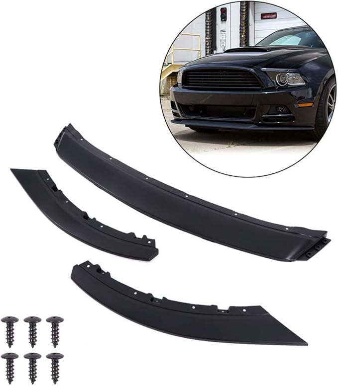 SCITOO 3PCS Front Bumper Lip Compatible for 2013-2014 for Ford Mustang Front Lip Spoiler Matte Black (PP) Plastic Air Dam