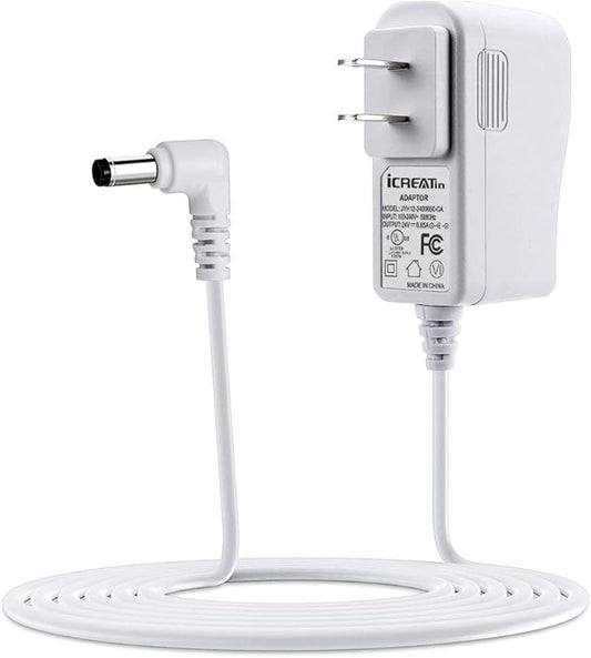 24V Power Cord Adapter, iCreatin 24V 0.65A AC to DC Adaptor Power Supply Replacement Cable for 100ml / 120ml / 300ml / 500ml Essential Oil Diffuser 5.9Ft, UL Listed, White