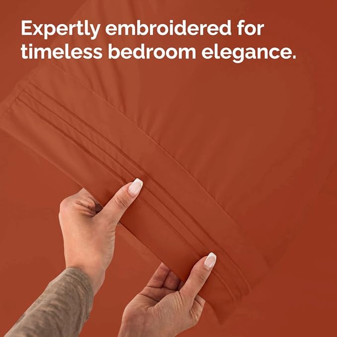 King Standard Pillow Cases Set of 2 - Soft Hotel Quality Pillowcase Covers - Comfy, Cozy & Fade Free - Wrinkle Resistant - Machine Washable Pillow Protectors - 2 Piece Set - King Standard Terracotta