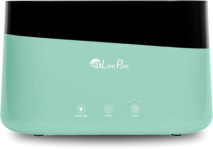 LivePure LP300HUM Aqua Flame Cool Mist Humidifier – Small Ultrasonic Plant Humidifier Indoor with Essential Oil Diffuser – Dorm Essentials, Apartment, Desks & Home Office Aqua - 0.20 Gal/ .75L