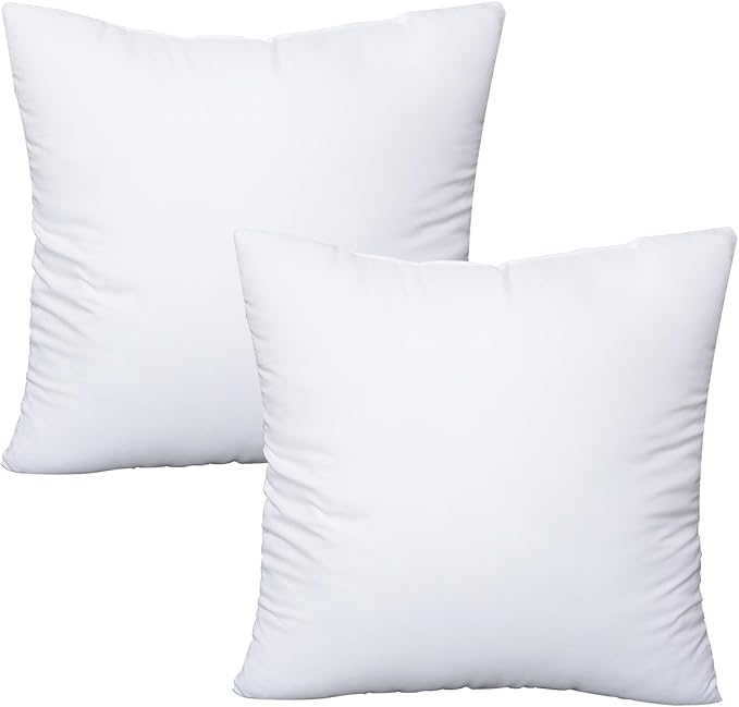 OKBA Throw Pillows Insert Set of 2, with 100% Cotton Cover, Bed and Couch - Indoor Hotel Decorative Pillows, 22x22 in White Pillows Inserts