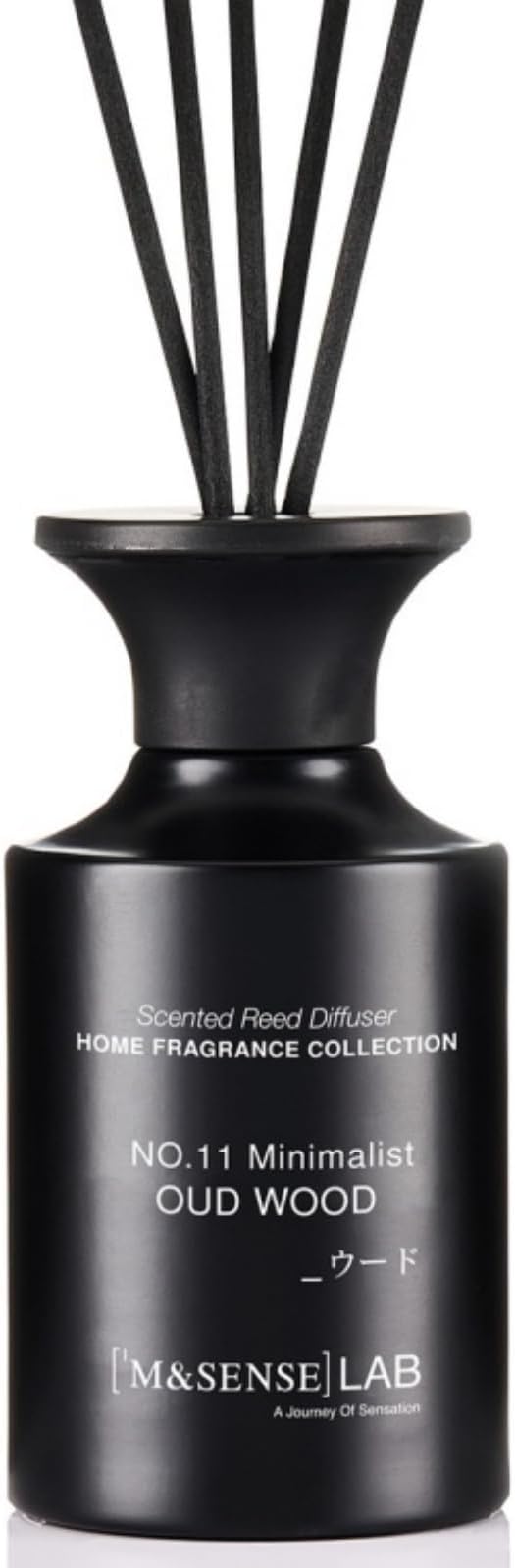 M&SENSE Minimalist Large Reed Diffuser 300ml, Oud Wood Scented with Natural Essential Oils, Long Lasting with 7 Sticks, Non-Toxic Home Fragrance for Bedroom, Bathroom Decor