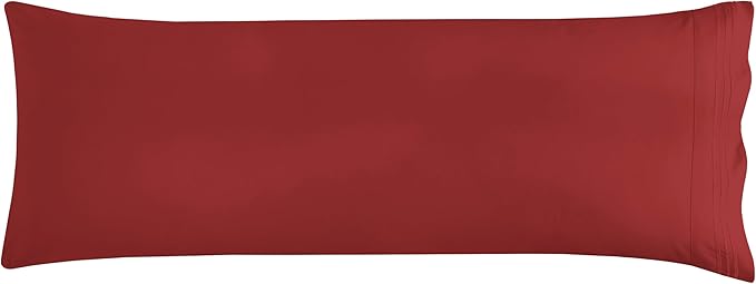 Mocassi 1-Piece Premium Body Pillowcase 1800 Series Hotel Quality Microfiber - Soft and Breathable with 3-Line Embroidery Wrinkle and Stain Resistant, Easy Care, 21" x 54", Rust