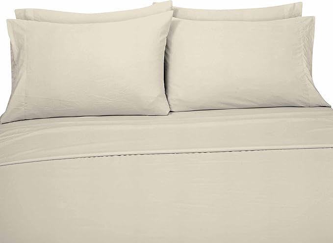 ROYALE LINENS 6 Piece King Sheets Set - Soft Brushed 1800 Microfiber Bedding - 1 Fitted and 1 Flat Sheet, 4 Pillow Cases - Wrinkle Free & Fade Resistant - Hotel Luxury Bed Sheets Set (Birch, King)