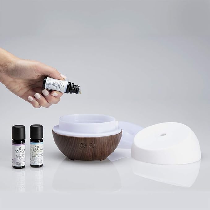 Ellia Essential Oil Set, Calm and Concentration, Including Signature Blends of Pay Attention, Be Centered, and Let Go. 3 Pack Essential Oil Kit, 10ml Each, by Homedics