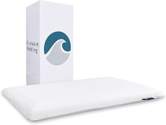 Bluewave Bedding Extra Slim Gel Memory Foam Pillow for Stomach and Back Sleepers - Thin, Flat, and Low Profile Design for Deeper Sleep (1.75-Inches Height, Standard Size)