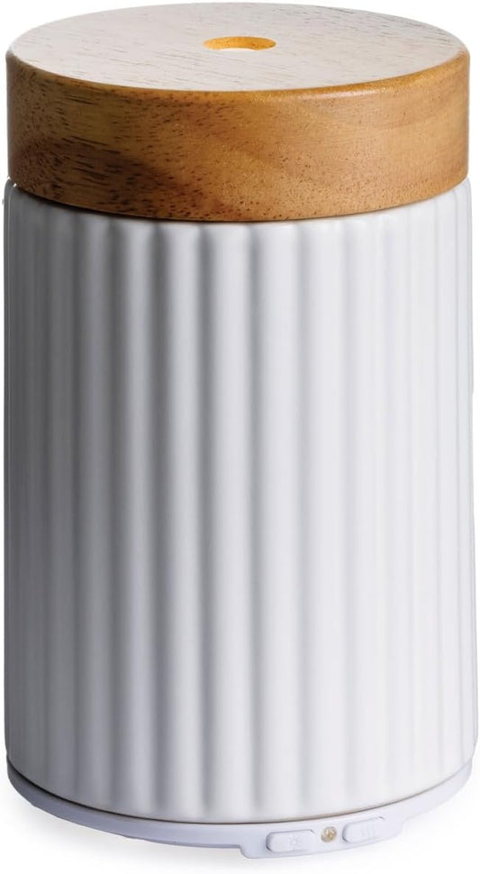 Airome Ceramic Essential Oil Diffuser|100 mL Humidifying Ultrasonic Aromatherapy Diffuser 8 Colorful LED Lights, Intermittent & Continual Mist, Auto Shut-Off, Wood & Ceramic