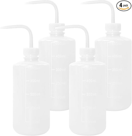 4 Packs Tattoo Wash Bottle Water Squirt Squeeze Diffuser Bottles (White, 500ml)